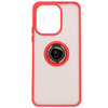 Etui z uchwytem na palec Bizon Case Hybrid Ring do Xiaomi Redmi 13 4G, przydymione z czerwoną ramką