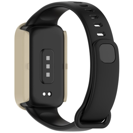 Etui ze szkłem do zegarka Bizon Case+Glass Watch do Xiaomi Smart Band 9 Active / Redmi Band 3, beżowe
