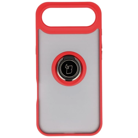 Etui z uchwytem na palec Bizon Case Hybrid Ring do iPhone Air, przydymione z czerwoną ramką