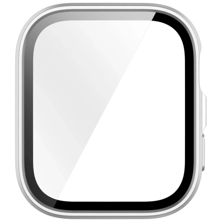 Etui ze szkłem do zegarka Bizon Case Watch Adamo do Huawei Watch Fit 4, satynowo srebrne