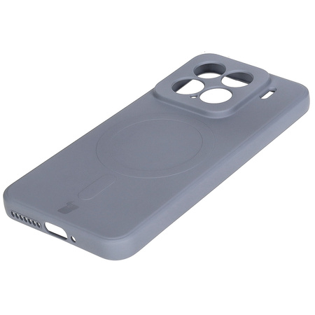 Silikonowe etui z pierścieniem magnetycznym Bizon Case Silicone Magnetic Sq do Xiaomi 15, szare