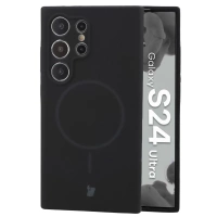 Silikonowe etui z pierścieniem magnetycznym Bizon Soft Case Magnetic do Galaxy S24 Ultra, czarne