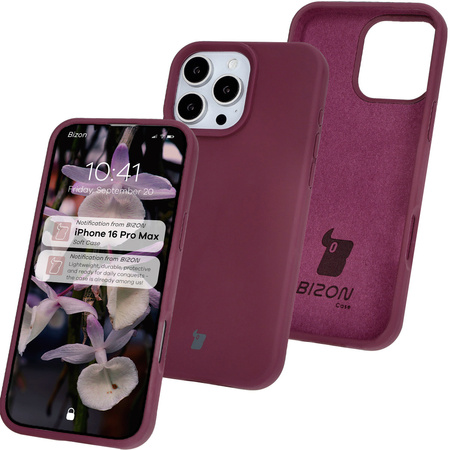 Silikonowe etui Bizon Soft Case do iPhone 16 Pro Max, ciemnofioletowe