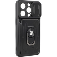 Etui Bizon Case Camshield Card Slot Ring do iPhone 14 Pro, czarne