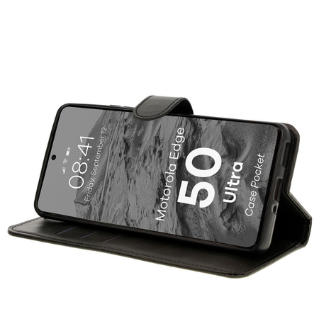 Etui z klapką Bizon Case Pocket do Motorola Edge 50 Ultra, czarne