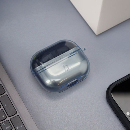 Elastyczne etui z karabińczykiem Bizon Case Headphone Clear do Galaxy Buds 3/3 Pro/3 FE przeźroczysto-niebieskie