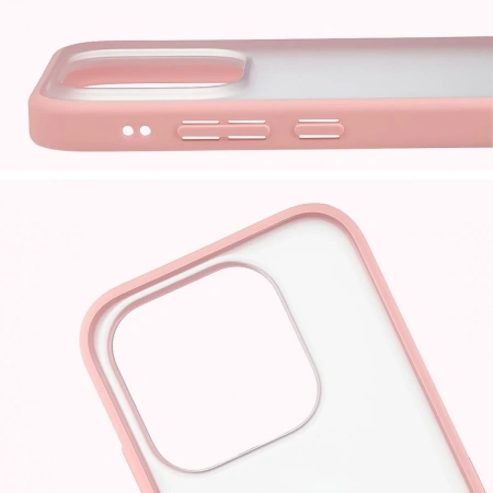 Etui Bizon Case Angelo do Xiaomi 17, półprzezroczyste z jasnoróżową ramką