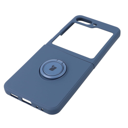 Etui Bizon Case Silicone Ring Sq do Galaxy Z Flip5, granatowe