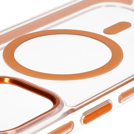 Etui z pierścieniem magnetycznym Bizon Case Marco do iPhone 14 Pro Max, przezroczyste z pomarańczową ramką