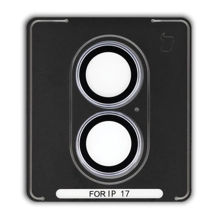 Szkło na aparat z aplikatorem Bizon Glass Snap Lens do iPhone 17, 1 zestaw, niebieskoszara ramka