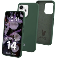 Silikonowe etui Bizon Soft Case do Oppo Reno 14, ciemnozielone