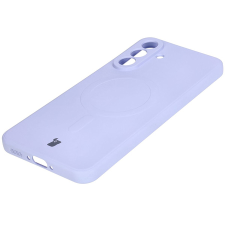 Silikonowe etui z pierścieniem magnetycznym Bizon Case Silicone Magnetic Sq do Galaxy A56 5G, jasnofioletowe
