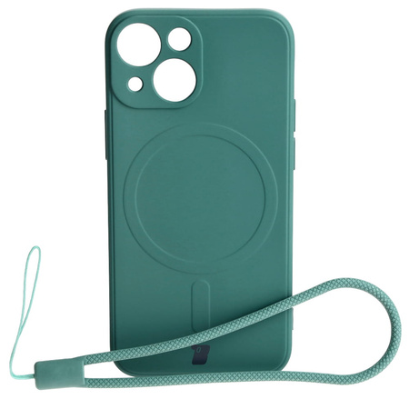 Etui Bizon Case Silicone Magnetic Sq do iPhone 13 Mini, ciemnozielone