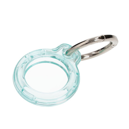 Etui Bizon Case Locator Keychain do Apple AirTag, przezroczysto-miętowe