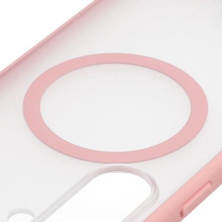 Etui z pierścieniem magnetycznym Bizon Case MatteO do Galaxy S26 Plus, przydymione-jasnoróżowe