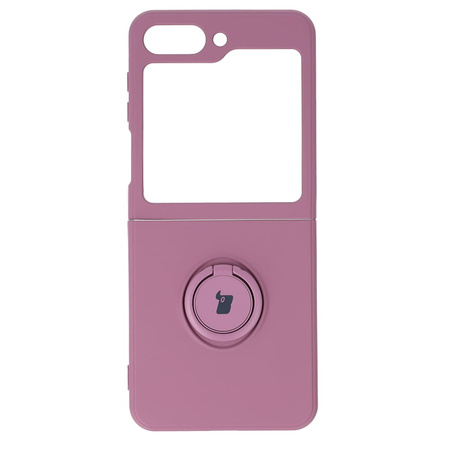 Etui Bizon Case Silicone Ring Sq do Samsung Galaxy Z Flip5, ciemnofioletowe