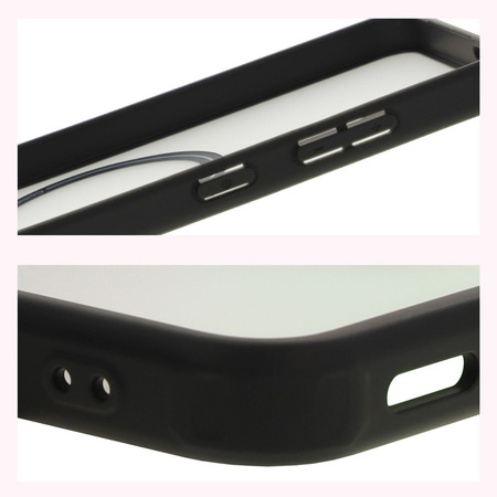 Etui z pierścieniem magnetycznym Bizon Case MatteO do Galaxy S25, półprzezroczyste z czarną ramką