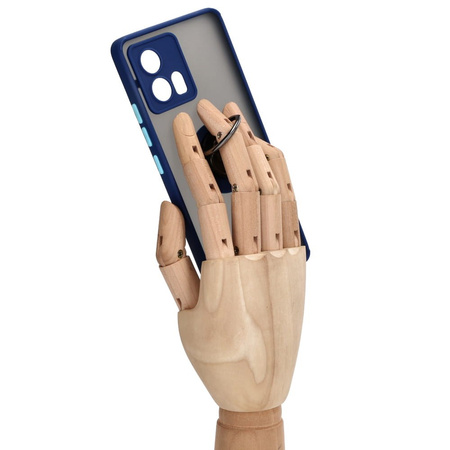 Etui z uchwytem na palec Bizon Case Hybrid Ring do Motorola Edge 30 Fusion, przydymione z granatową ramką