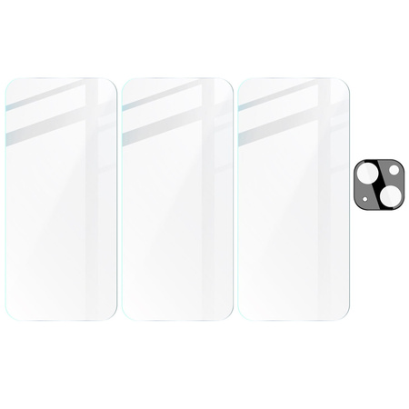 3x Szkło + szybka na aparat BIZON Clear 2 Pack do iPhone 15