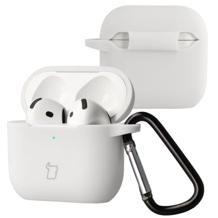 Silikonowe etui z karabińczykiem Bizon Case Headphone Silicone do AirPods 4, jasnozielone