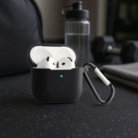 Silikonowe etui z karabińczykiem Bizon Case Headphone Silicone do AirPods 4, jasnozielone