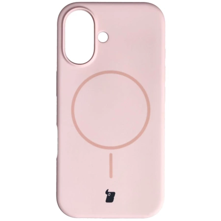 Silikonowe etui z pierścieniem magnetycznym Bizon Soft Case Magnetic do iPhone 16, jasnoróżowe
