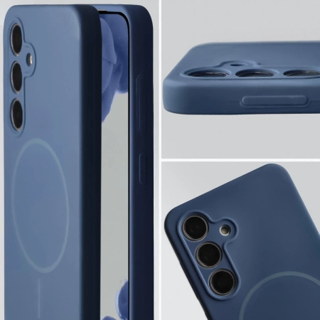 Silikonowe etui z pierścieniem magnetycznym Bizon Soft Case Magnetic do Galaxy S24, granatowe