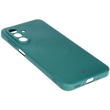 Silikonowe etui z pierścieniem magnetycznym Bizon Case Silicone Magnetic Sq do Galaxy A26 5G, ciemnozielone