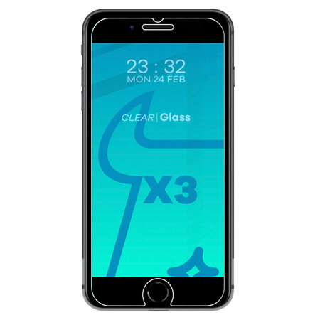 3x Szkło hartowane + szybka na aparat Bizon Glass Clear Pack do iPhone SE 2022/2020, 8/7