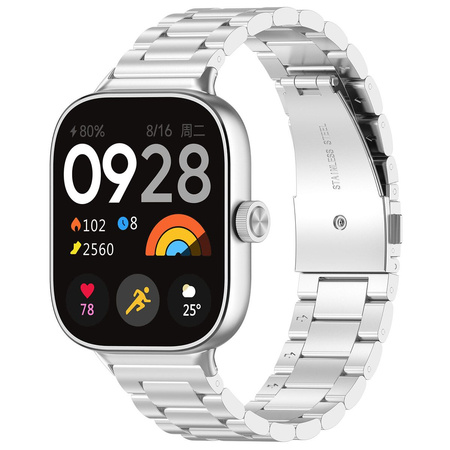 Pasek ze stali nierdzewnej Bizon Strap Watch Aura do Xiaomi Redmi Watch 5/4 / Smart Band 9/8 Pro, srebrny