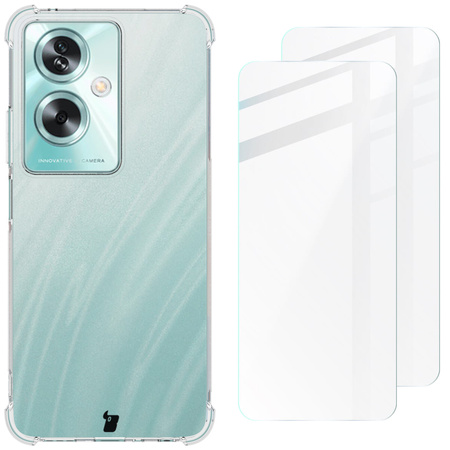 Etui + 2x szkło Bizon Case Clear Pack do Oppo A79 5G, przezroczyste