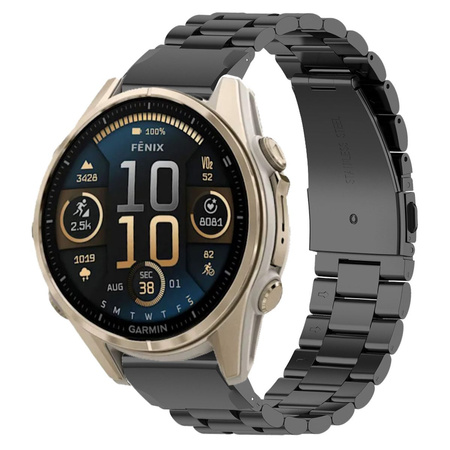 Pasek ze stali nierdzewnej do smartwatcha, Bizon Strap Watch Aura, QuickFit 20 mm, czarny