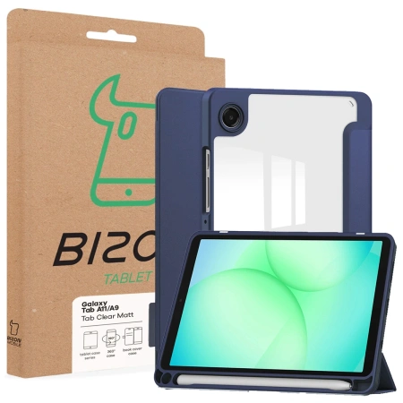 Etui z klapką Bizon Case Tab Clear Matt do Galaxy Tab A11 / A9, granatowe