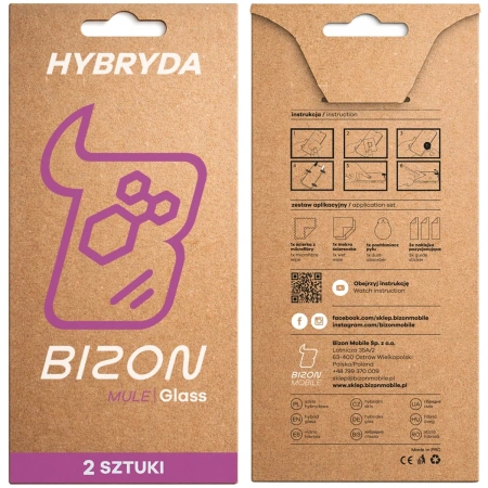 Elastyczne szkło hybrydowe Bizon Glass Mule Duo do iPhone 17 Pro, 2 sztuki