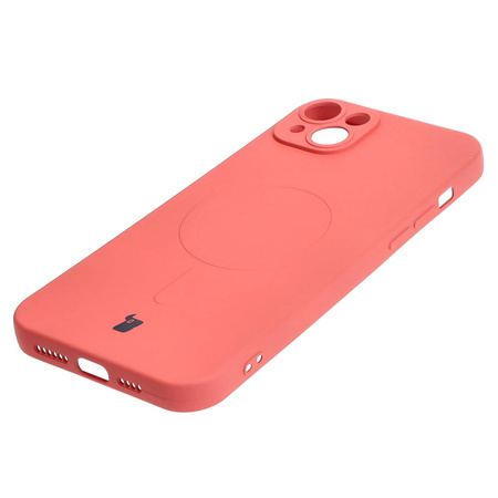 Etui silikonowe z pierścieniem magnetycznym Bizon Case Silicone Magnetic do iPhone 14 Plus, brudnoróżowe