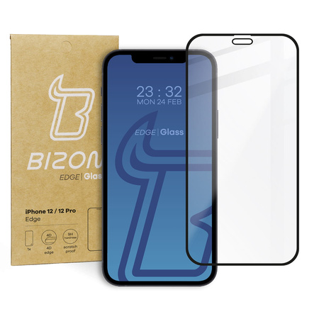 Szkło hartowane Bizon Glass Edge do iPhone 12 / 12 Pro, czarne
