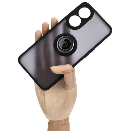 Etui z uchwytem na palec Bizon Case Hybrid Ring do Oppo Reno8 T, przydymione z czarną ramką