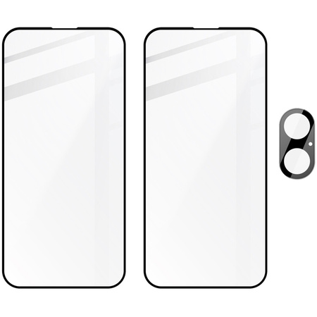 2x Szkło hartowane z ramką + szybka na aparat Bizon Edge 2 Pack do Apple iPhone 16 Plus