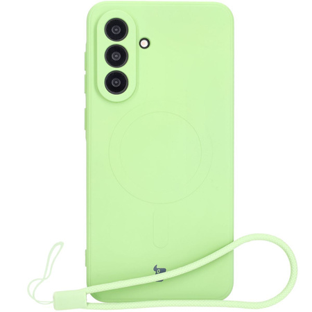 Silikonowe etui z pierścieniem magnetycznym Bizon Case Silicone Magnetic Sq do Galaxy A56 5G, jasnozielone