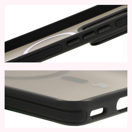 Etui z podstawką i pierścieniem magnetycznym Bizon Case Eclipse do Xiaomi 14T Pro, przydymione z czarną ramką