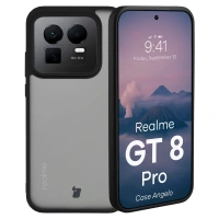 Etui Bizon Case Angelo do Realme GT 8 Pro, przydymione z czarną ramką