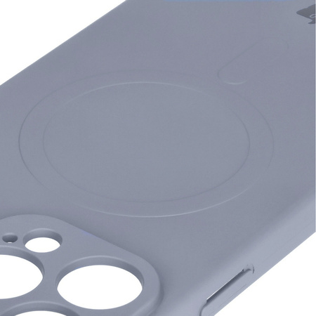 Silikonowe etui z pierścieniem magnetycznym Bizon Case Silicone Magnetic do iPhone 16 Pro, szare