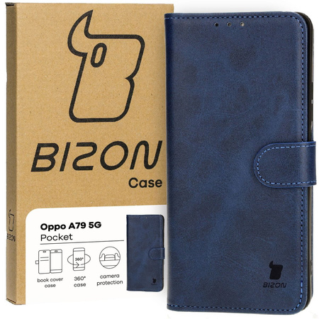 Etui z klapką Bizon Case Pocket do Oppo A79 5G, granatowe