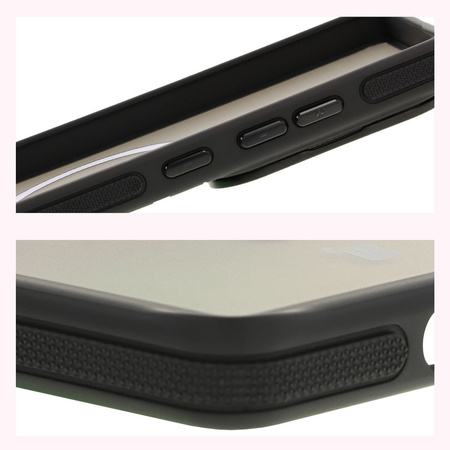 Etui z podstawką i pierścieniem magnetycznym Bizon Case Eclipse do Galaxy S25 Ultra, przydymione z czarną ramką