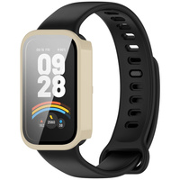 Etui ze szkłem do zegarka Bizon Case Watch Adamo do Xiaomi Smart Band 9 Active / Redmi Band 3, beżowe