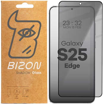 Prywatyzujące szkło hartowane Bizon Glass Edge Shadow do Galaxy A16 4G/5G, przyciemniane z czarną ramką