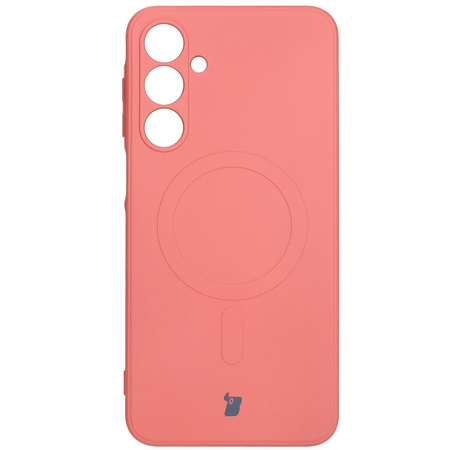 Silikonowe etui z pierścieniem magnetycznym Bizon Case Silicone Magnetic Sq do Galaxy A16 4G / 5G, brudnoróżowe