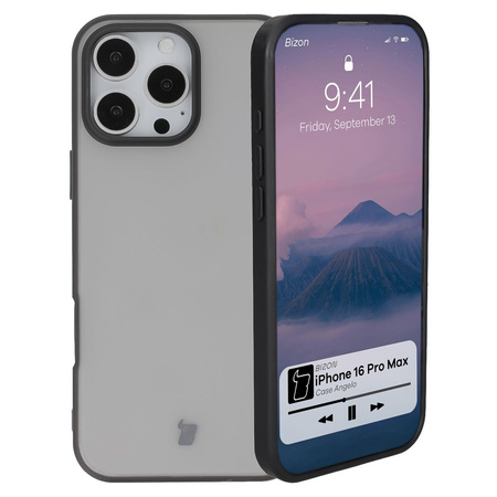 Etui Bizon Case Angelo do iPhone 16 Pro Max, przydymione z czarną ramką