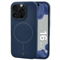 Silikonowe etui z pierścieniem magnetycznym Bizon Soft Case Magnetic do iPhone 16 Pro, granatowe