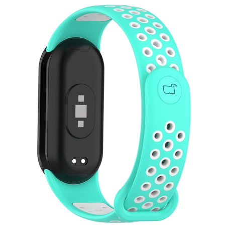 Pasek Bizon Strap Watch Octo do Xiaomi Mi Smart Band 8, miętowo-biały